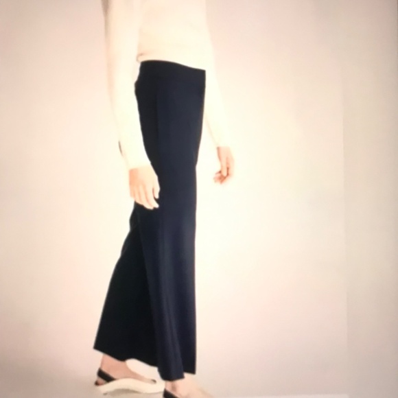 REBECCA TAYLOR Chino Wide Leg Pants Flare Cropped Cotton Blue Women’s Size 8 - Picture 3 of 16